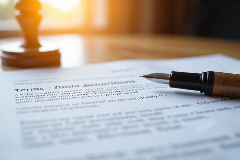 Documento legale con timbro di approvazione e penna