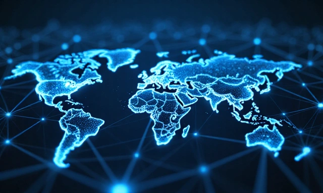 Una rete interconnessa di nodi, che simboleggia i collegamenti a siti di terze parti e la connettività globale.